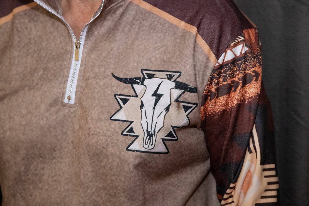 Lightweight Tribal Quarter-Zip Top