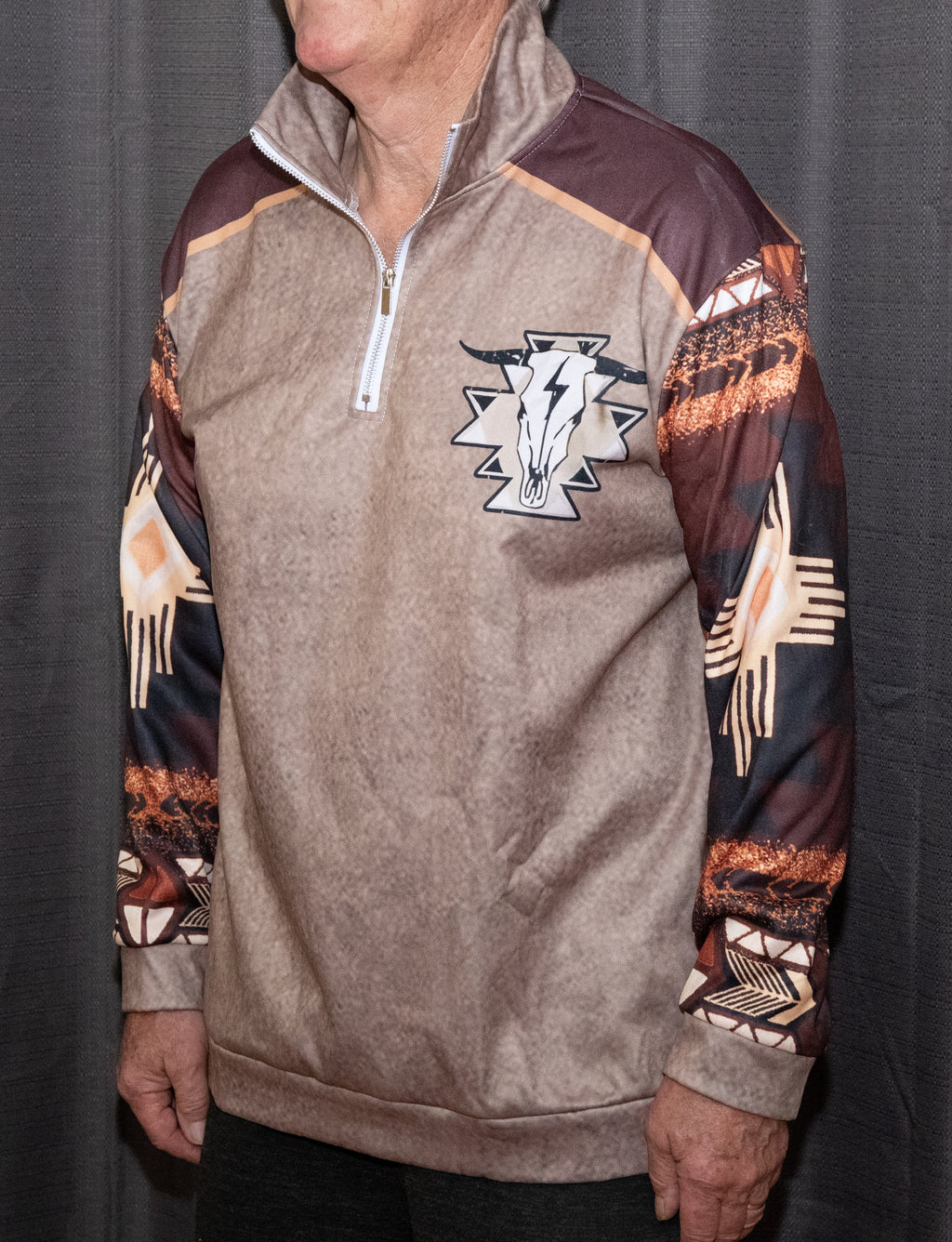 Lightweight Tribal Quarter-Zip Top