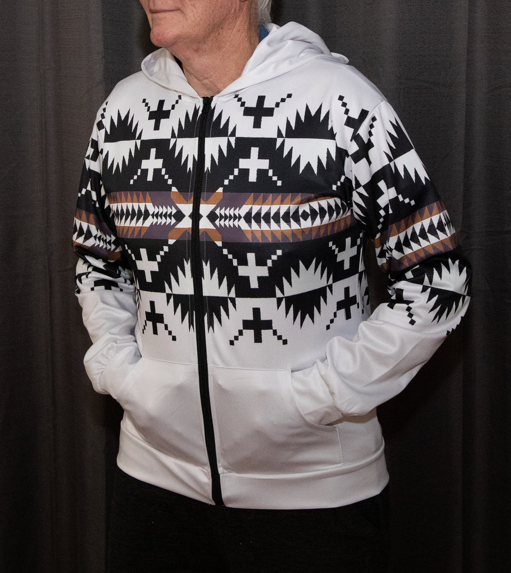 Lightweight Tribal Pattern Zip Hoodie